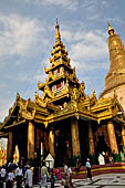 Yangon Myanmar. Shwedagon Pagoda (the Golden Stupa). Detail of the Prayer hall at each of the four cardinal points. 